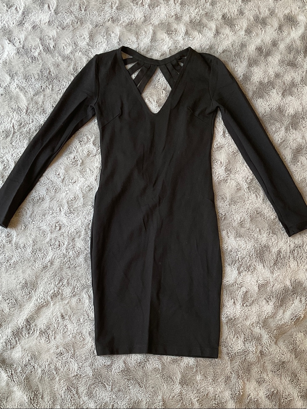 Black long sleeve mini body icon dress - Picture 1 of 9
